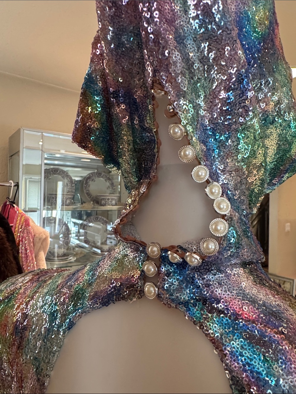Mew Mews Nebraska Ombre Hooded Psychedelic Maxi Gown - Picture 9 of 15